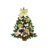 LAALU WEIHNACHTSBAUM geschmückt künstlich HAUCH VON LUXUS 60 cm, mit LED-Beleuchtung im Topf - Champagner/Goldfarben, Kunststoff (60cm) - LAALU