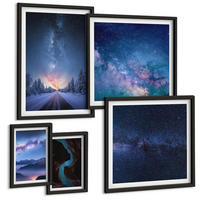 BILDER SET 5er Set - 50x50 cm & 20x30 cm & 40x60 cm Schwarzer Rahmen - Herbstliche Naturlandschaften - Schwarz, Kunststoff (40/60cm) - TULUP
