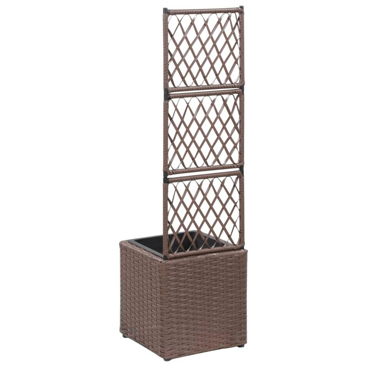 RANKKASTEN Pflanzgefäß ELOT aus Rattan Braun | 1 Topf | 30x30x107cm - Braun, Kunststoff (30/107/30cm) - DELUKE