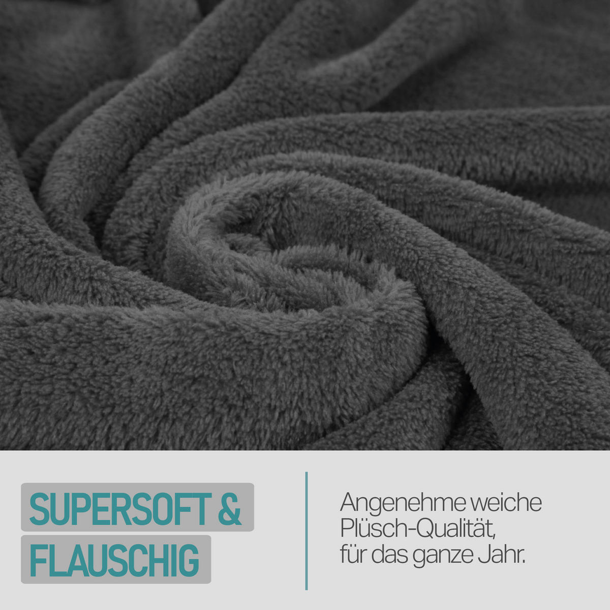 KUSCHELDECKE MIT ÄRMELN 130 x 180 cm Anthrazit - Anthrazit, Textil (180/130cm)