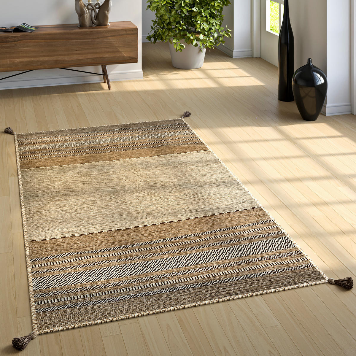 HOCHFLORTEPPICH 120/170 cm Kilim 217 - Beige, Textil (120/170cm) - Paco Home