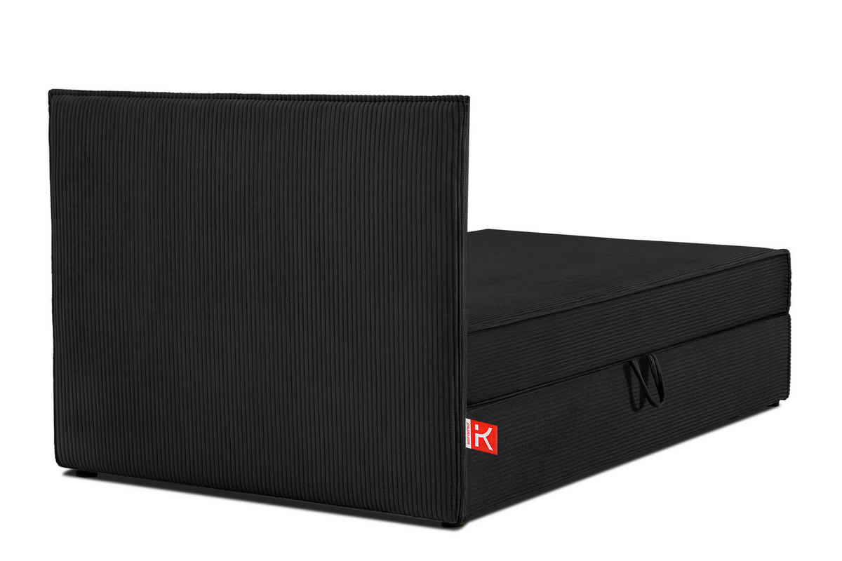 BOXSPRINGBETT ROTI Einzelbett, schwarz - Schwarz, Holz/Holzwerkstoff (100/200cm) - KONSIMO®