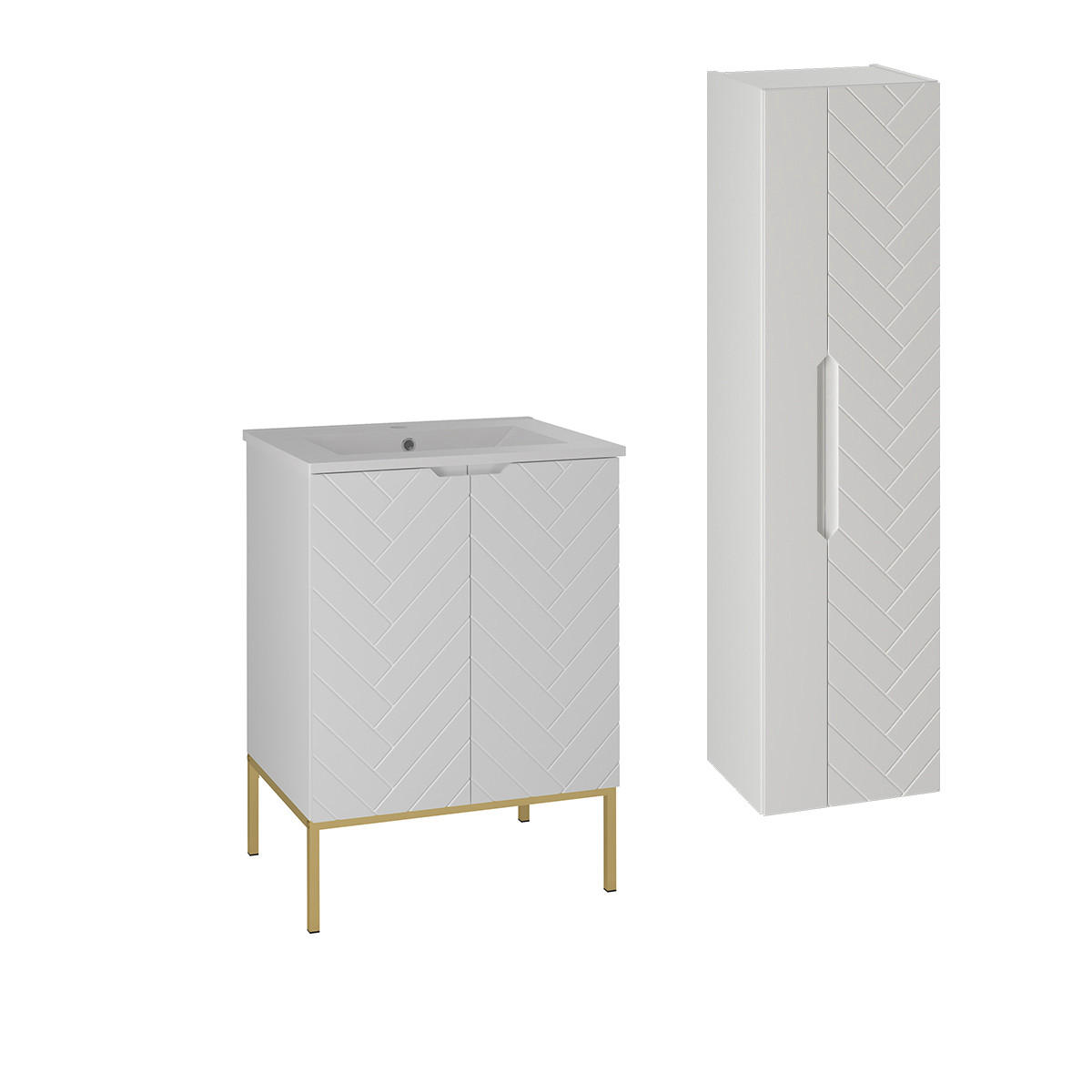 BADMÖBEL Daria 2er-Set Weiß - Weiß, Holzwerkstoff (60/84/45.8cm) - Petits-meubles