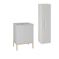 BADMÖBEL Daria 2er-Set Weiß - Weiß, Holzwerkstoff (60/84/45.8cm) - Petits-meubles