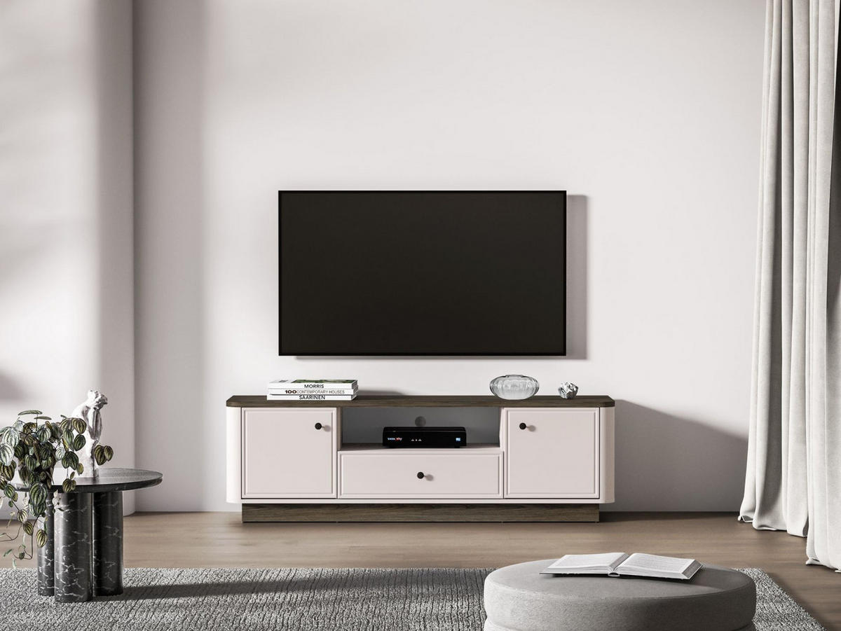 TV-LOWBOARD Vilavio Kaschmir/Eicheoptik Dunkel 160 cm - Taupe/Dunkelbraun, Holzwerkstoff/Metall (160/50/40cm) - Selsey
