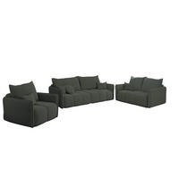SOFASET Morgano 3-2-1 - Anthrazit, Holzwerkstoff/Textil (216/86/102cm) - Fun Möbel