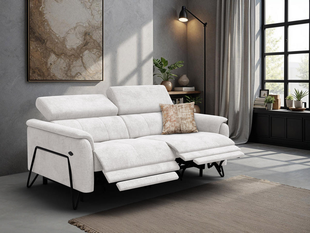 RELAXSOFA RODEN 3-Sitzer, creme - Creme, Holz/Textil (194/82/103cm) - Courtois Laville