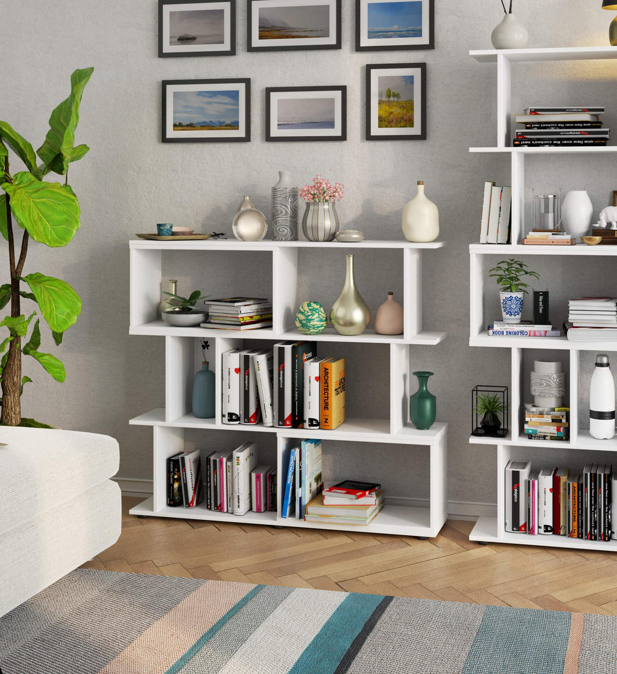 REGAL FIX Weiß 120x107,5x28,4 cm - Weiß, Holzwerkstoff (120/107.5/28.4cm) - Akord