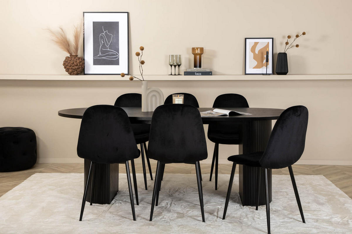 TISCHGRUPPE Schwarz - Schwarz, Holzwerkstoff (90/75/200cm) - ebuy24