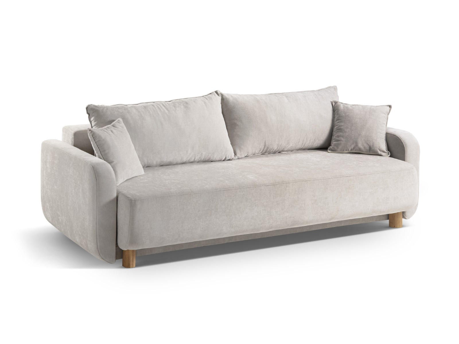 SOFA ausklappbar mit Bettkasten Elen aus strukturiertem Stoff beige 3 Sitzplätze - Beige, Textil (231/86/106cm) - Micadoni