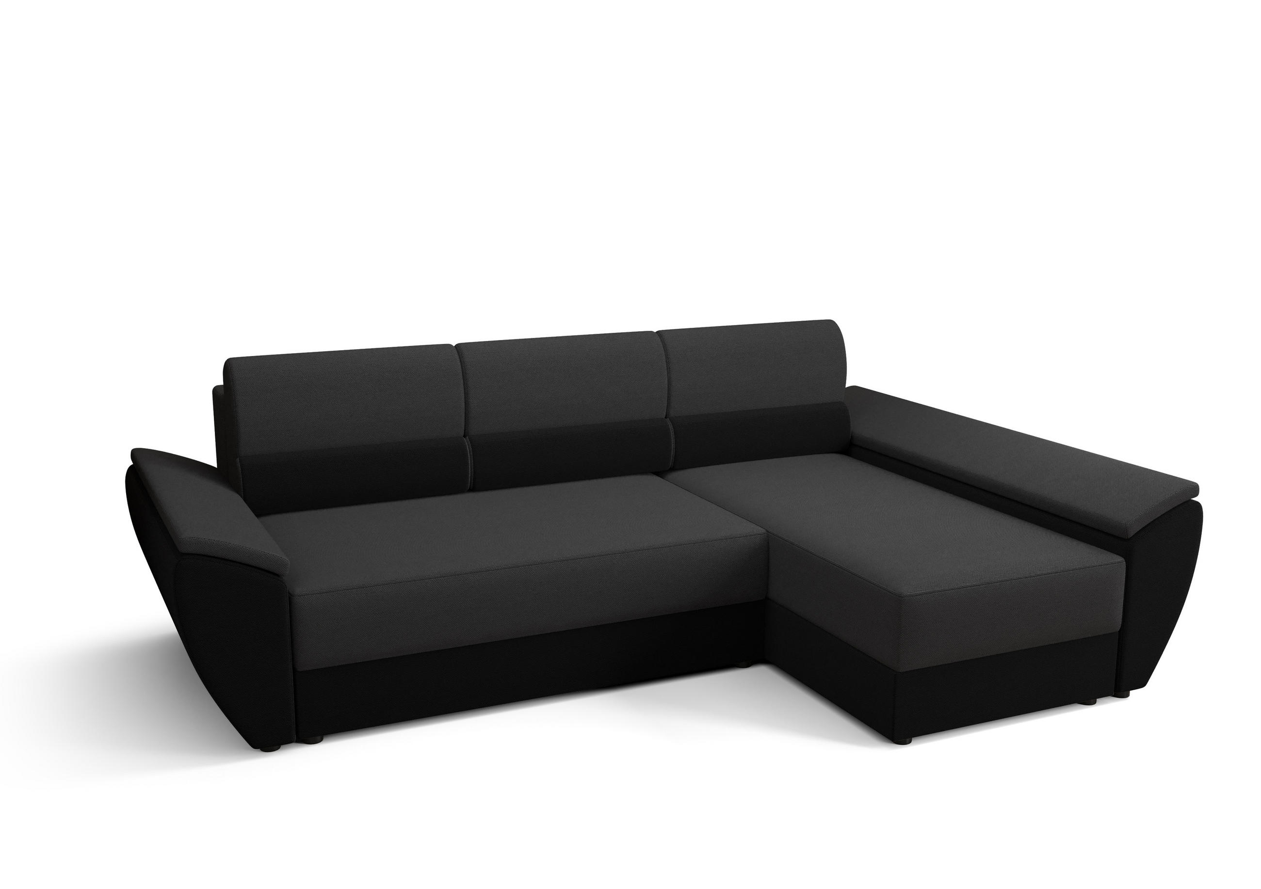 ECKSOFA L REBI L3 Rainbow 27/15 Rechts mit Schlaffunktion, Grau/Schwarz - Schwarz/Grau, Textil (251/140cm)
