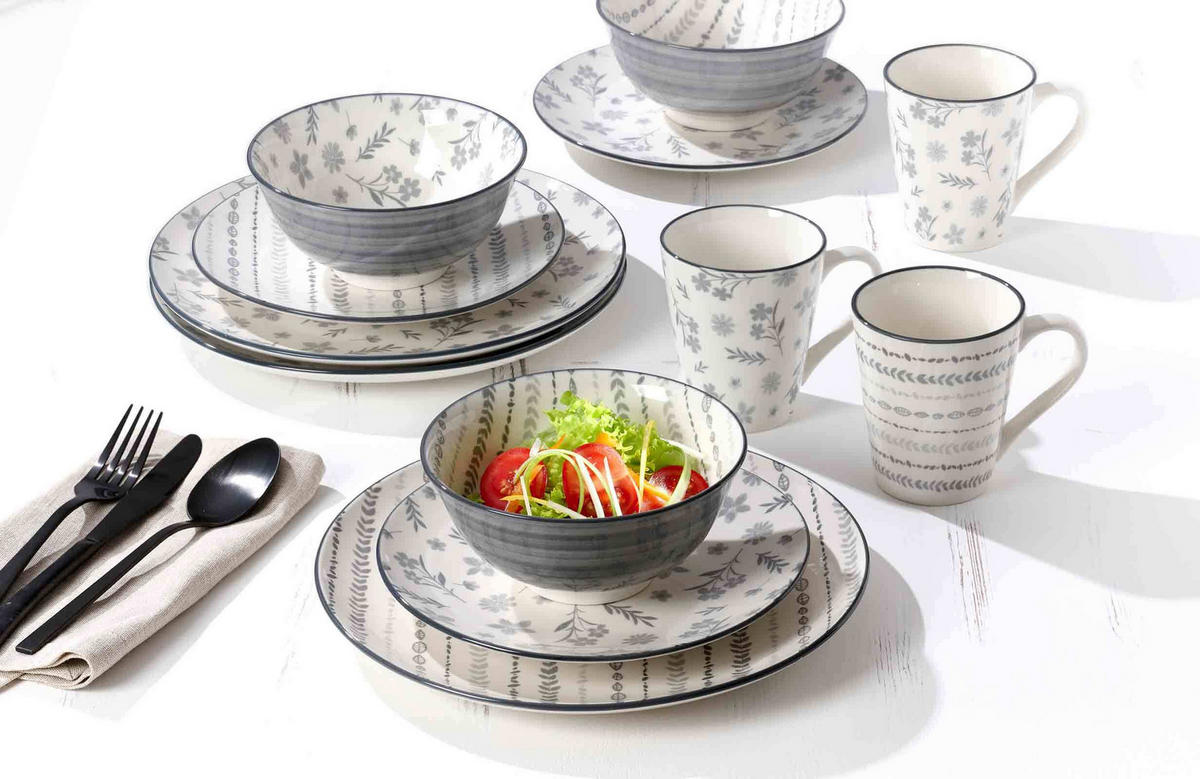 SUPPENTELLER Sendai Blume grau ø 20 cm 6er Set - Grau, Keramik (20cm) - Ritzenhoff Breker