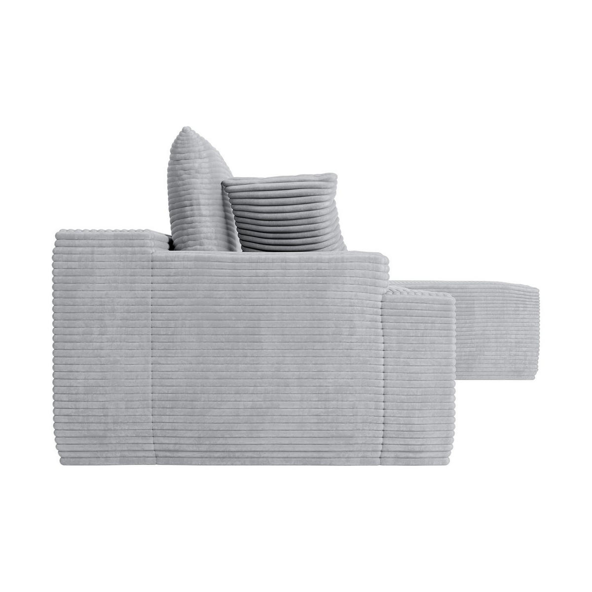 SOFA Coredo hellgrau Cord - Hellgrau, Textil (250/155cm) - Juskys