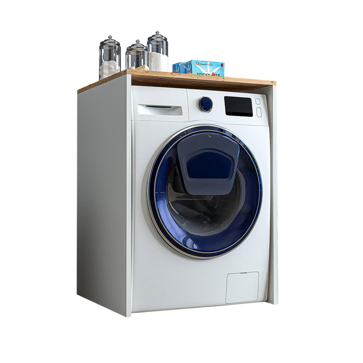 WASCHMASCHINENSCHRANK Atlantic IV 65cm Breit, 90cm Hoch - Eiche Bianco, Holzwerkstoff (65/90/60cm)