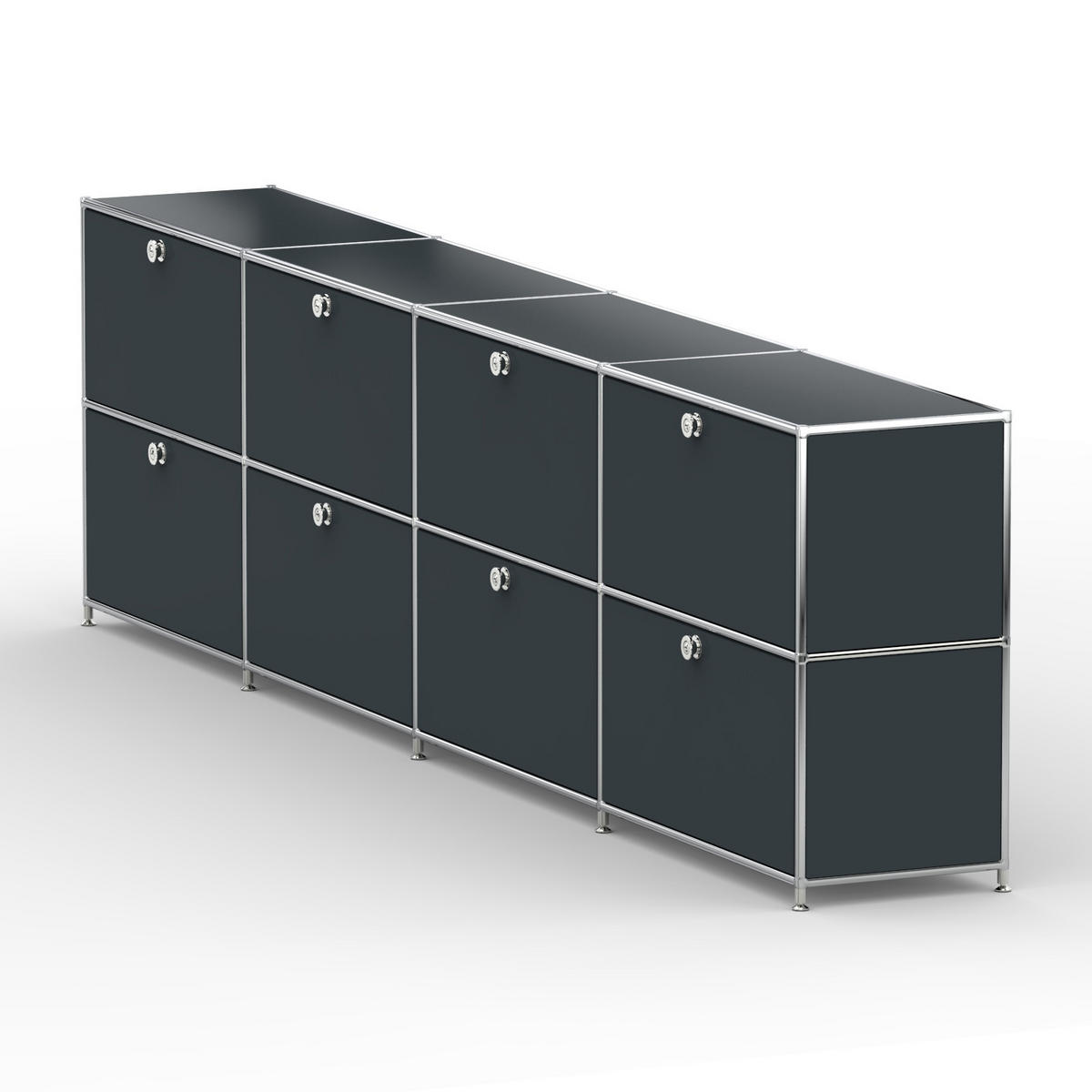 AKTENSCHRANK, 8 Schubladen & Schloss, Breite 302 cm, Anthrazitgrau - Chromfarben/Silberfarben, Metall (40/80.5/302.2cm) - Versee
