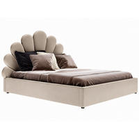 POLSTERBETT ARIEL 120x200 cm Beige mit Bettkasten und Lattenrost, Muschel-Kopfteil - Beige, Textil/Metall (120/200cm) - MebleHot