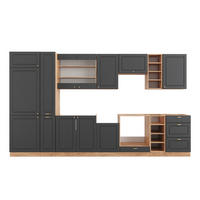 KÜCHENZEILE Fame-Line Anthrazit Landhaus/Goldkraft Eiche 355 cm ohne AP - Dunkelgrau/Eiche Wotan, Holzwerkstoff (355/81.6/46cm) - Vicco