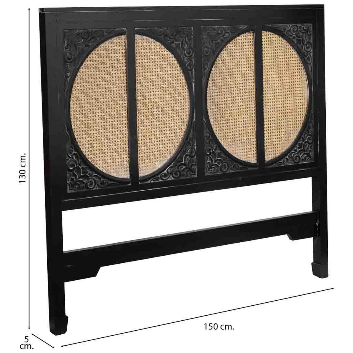 KOPFTEIL aus Holz und Gitter, schwarz, 150x5x130cm - Schwarz, Holz (150/130/5cm) - Wanderlust