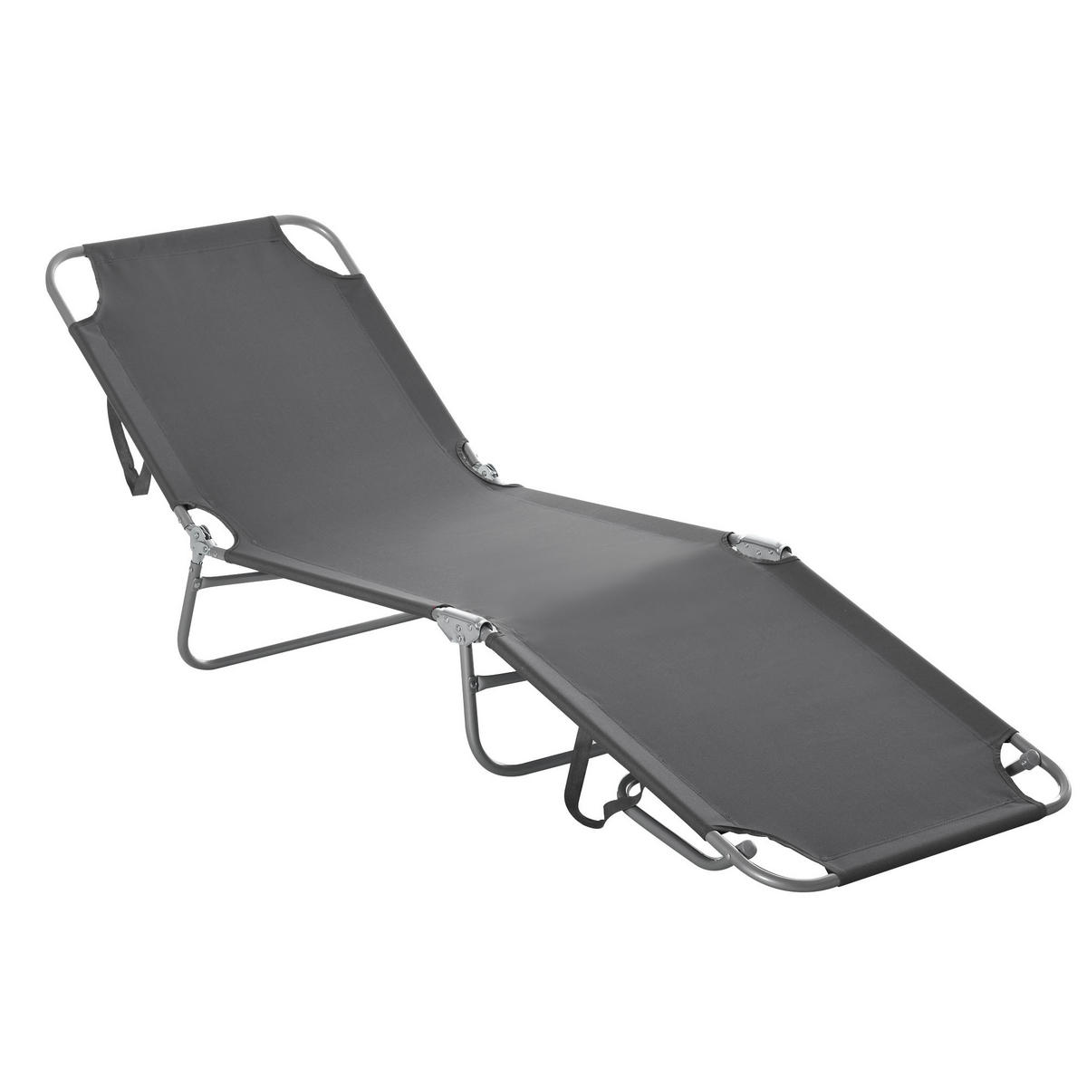 SONNENLIEGE DE-15590 klappbar, verstellbare Rückenlehne Grau - Grau, Metall (55/24/187cm) - ComfortXL