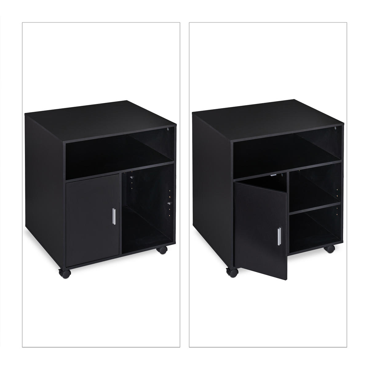 ROLLCONTAINER - Schwarz, Holzwerkstoff/Kunststoff (60/66.5/50cm) - Relaxdays
