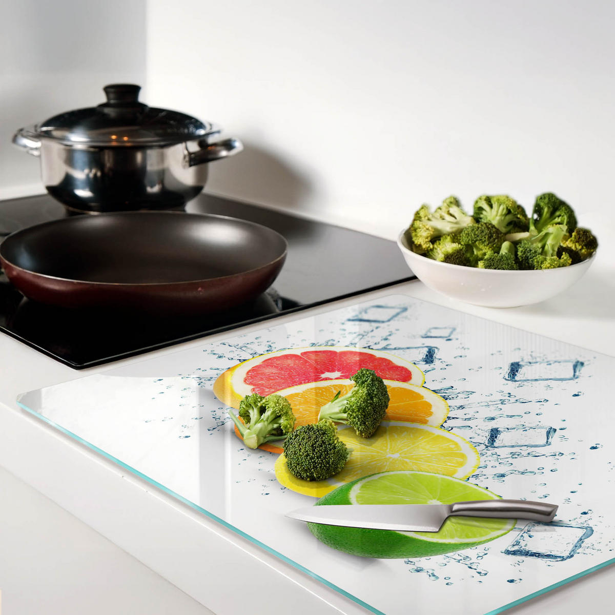 GLASPLATTE 60x52 cm Zitrusfrüchte - Multicolor, Glas (60/0.4/52cm) - TULUP