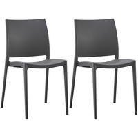 GARTENSTUHL 2er Set Kunststoff Dunkelgrau - Dunkelgrau, Kunststoff (42/81/49cm) - CLP