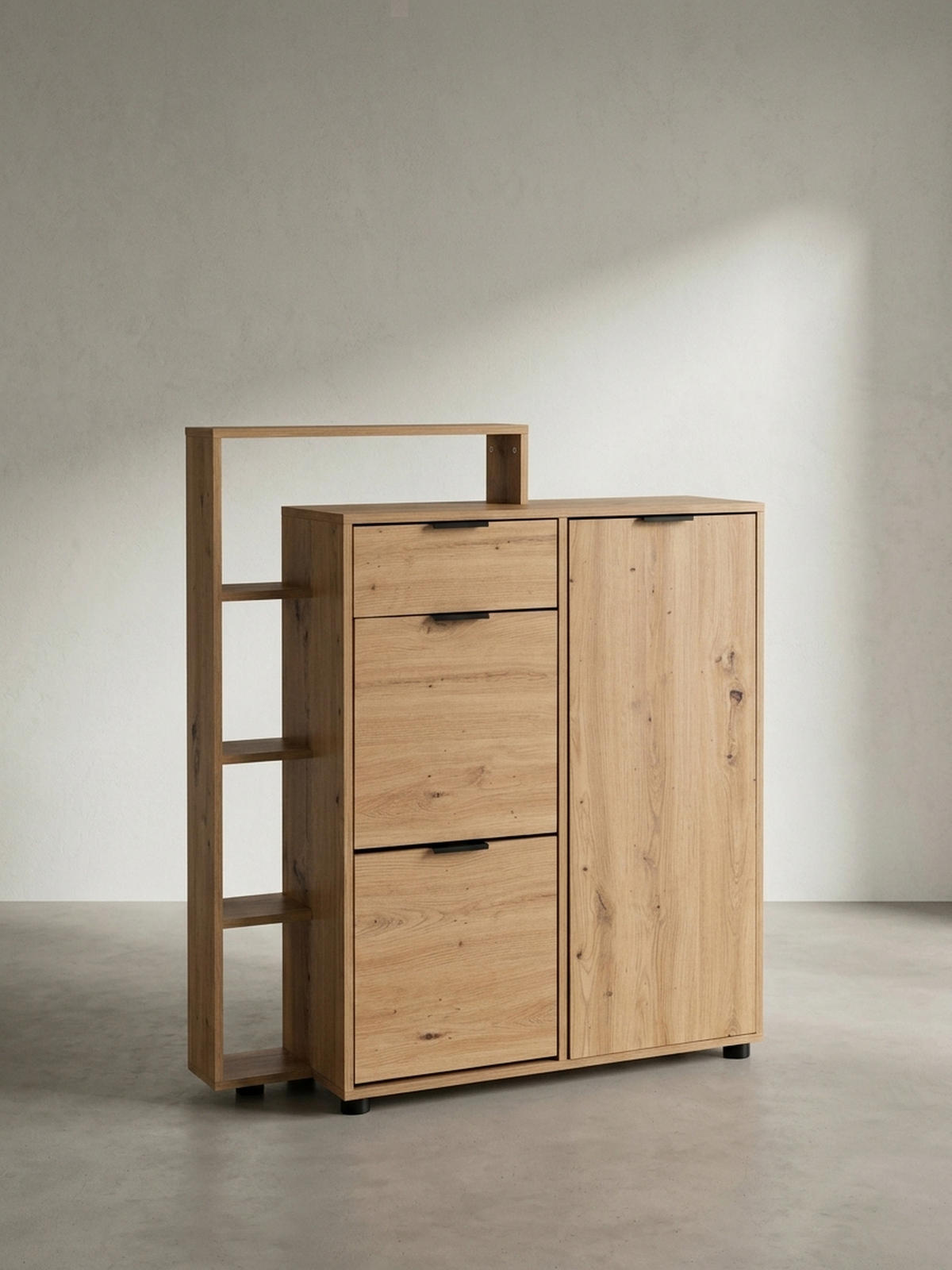 SCHUHSCHRANK – Eiche-Dekor, 98x110x30 cm, geschlossen, mit Schublade - Schwarz/Braun, Kunststoff (98/110/30cm) - KADIMA DESIGN