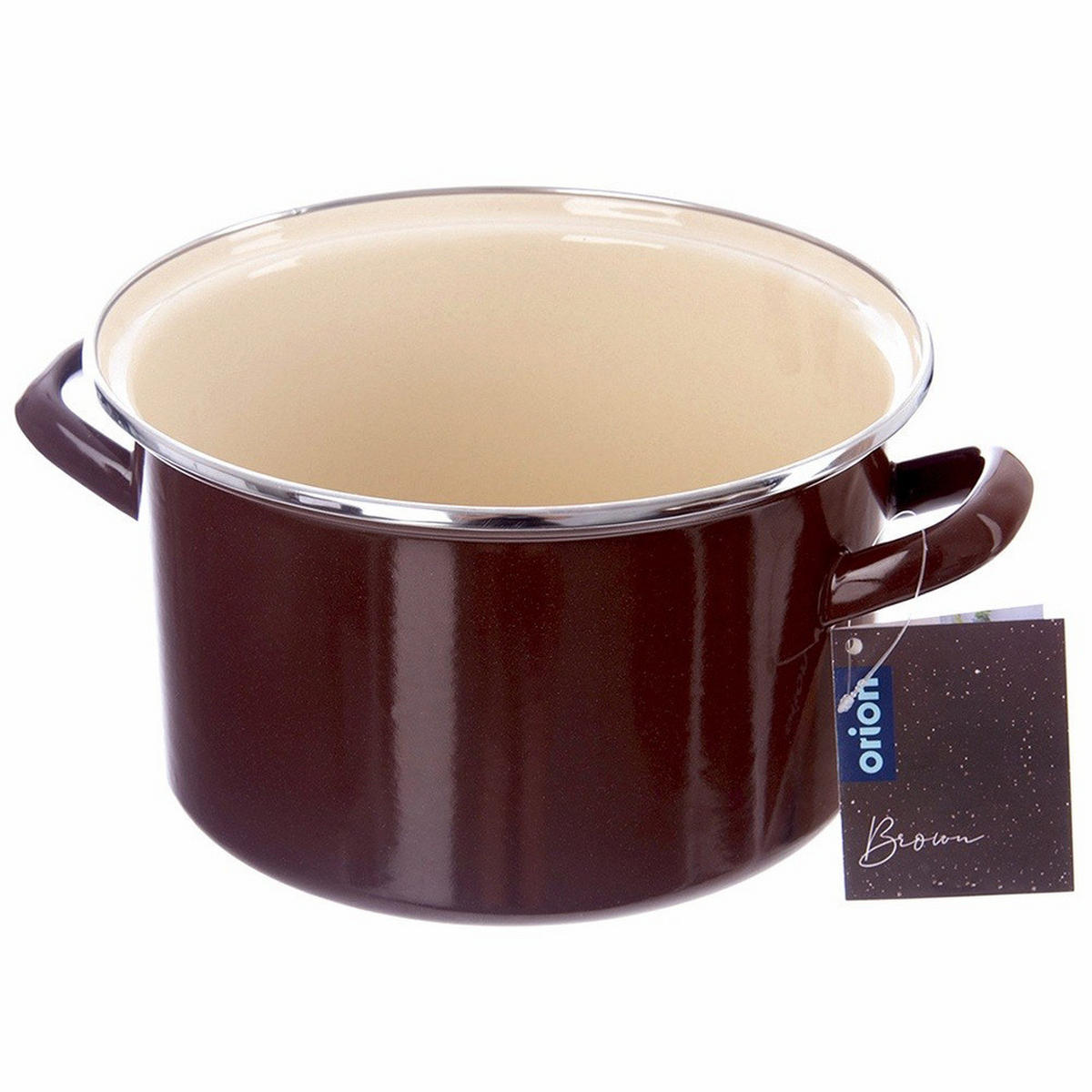 EMAILLIERTOPF Brown mit Griffen braun - Braun, Metall (22cm) - Orion 