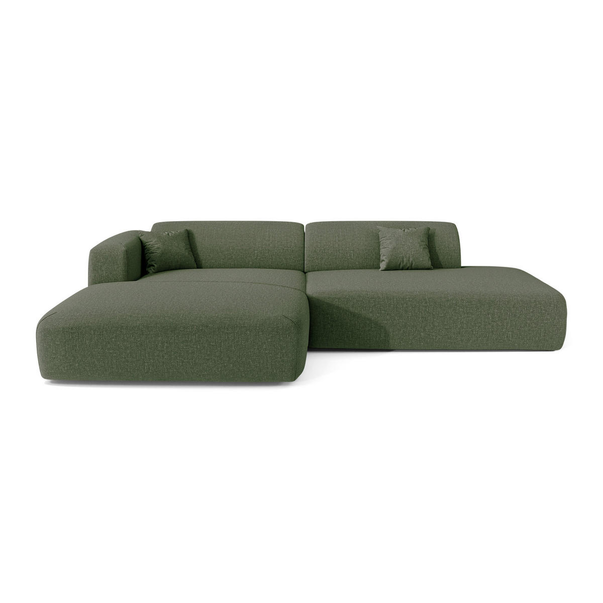ECKSOFA LINKS Rastergewebe Olivgrün 310cm - Olivgrün, Textil (300/96cm) - Sia Home