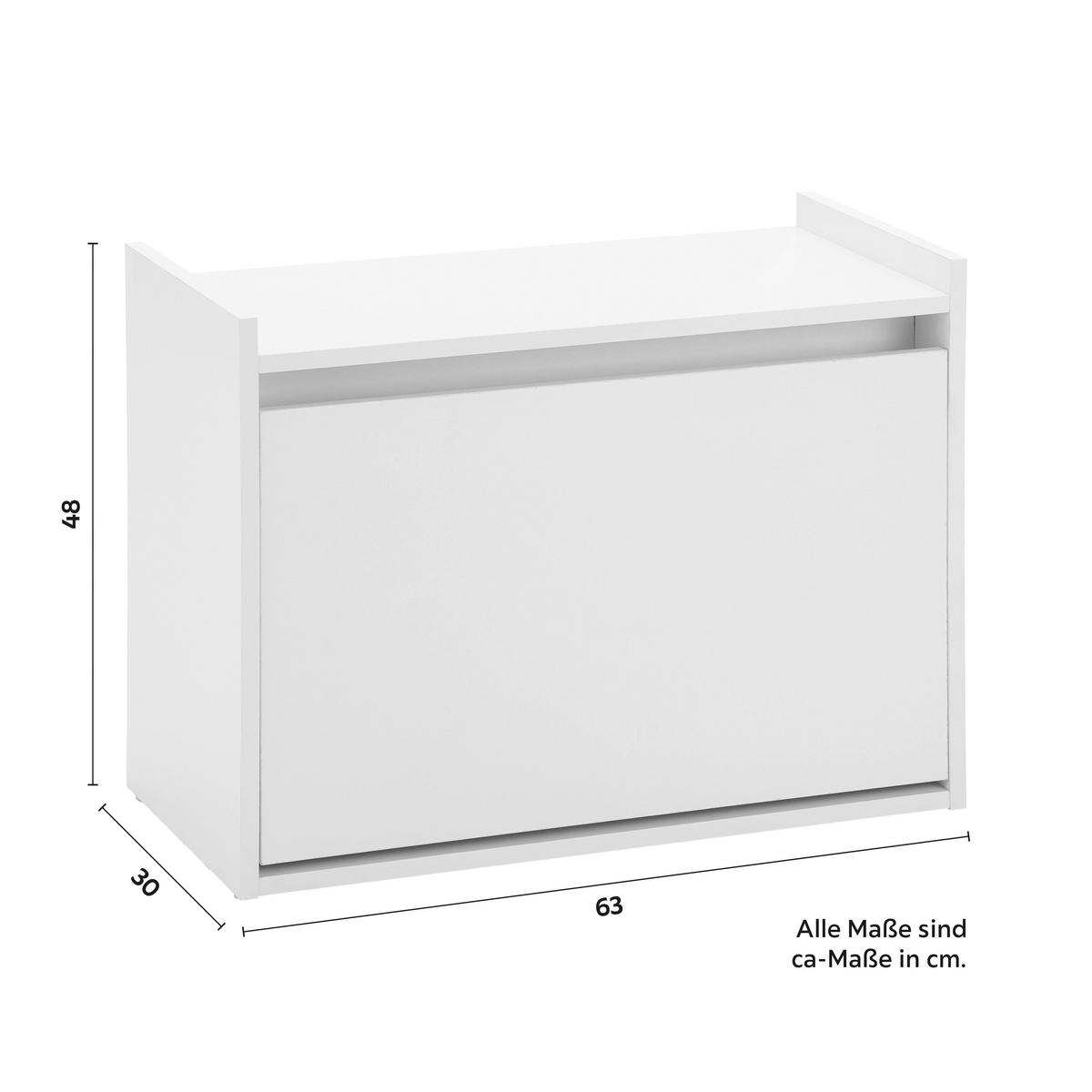 SCHUHKIPPER Mali Weiß MDF - Weiß, Holz (63/48/30cm) - Bessagi Home