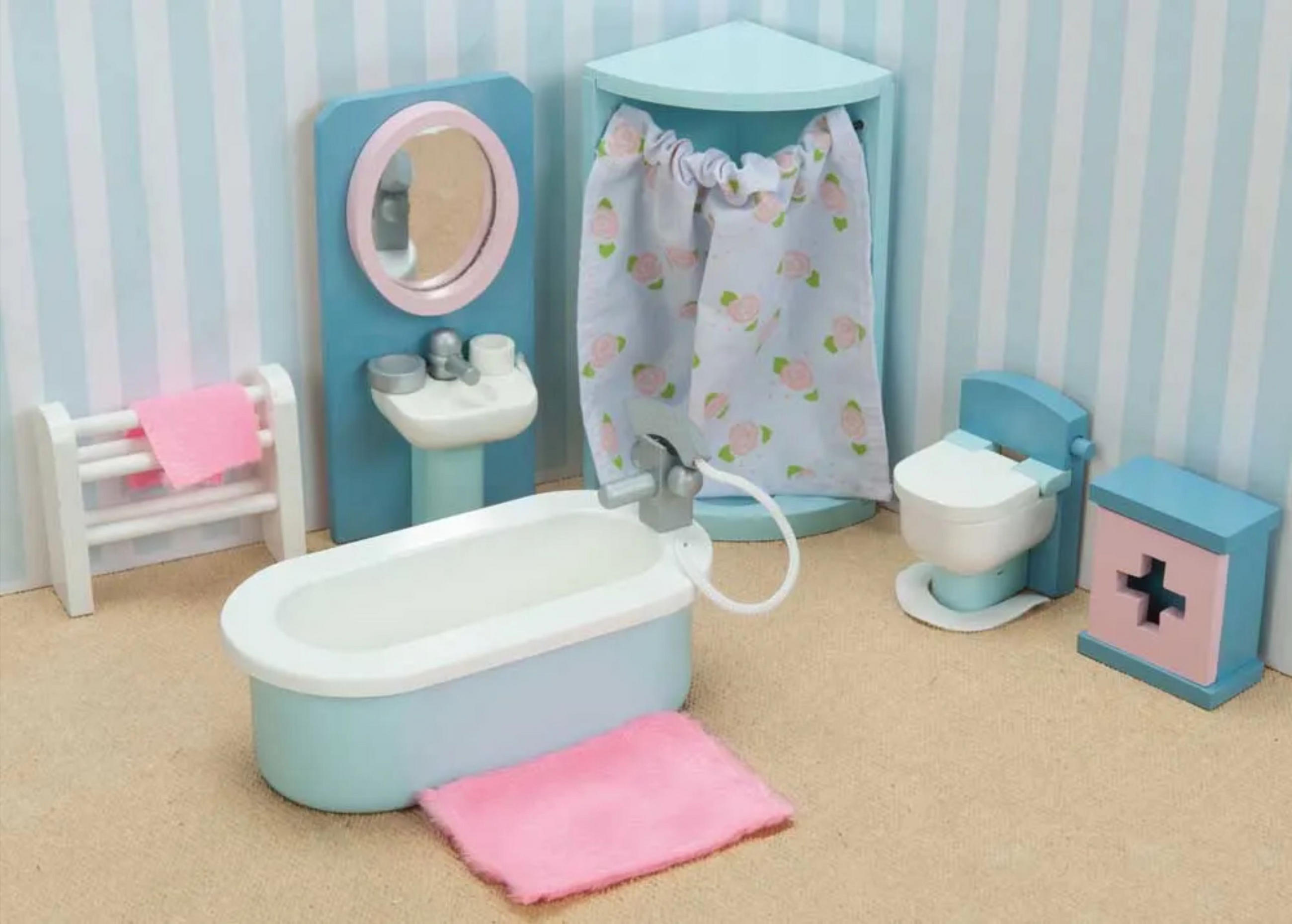 PUPPENZUBEHÖR Badezimmer Set, Daisy Lane - Weiß, Holz (8/33/39cm) - Le Toy Van