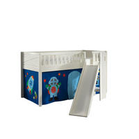 HOCHBETT mit Rutsche Karyl Massivholz Weiß Textilset Astro 1 - Blau/Weiß, Holz (90/200cm) - 58aufmkessel