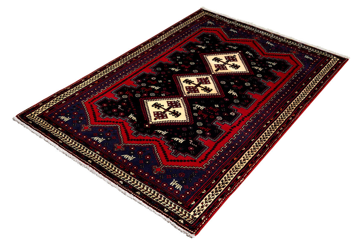 TEPPICH Afshar Blau 208/134 cm Schurwolle - Blau, Textil (134/208cm) - Looma