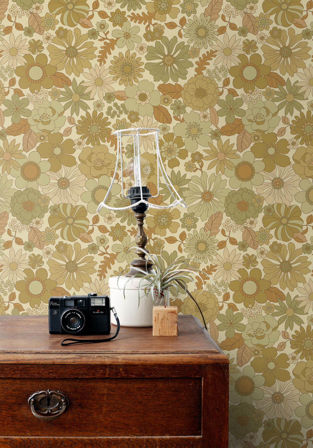 TAPETE Retro Blumen 50 x 900 cm - Grün, Papier (50/900cm) - ESTAhome