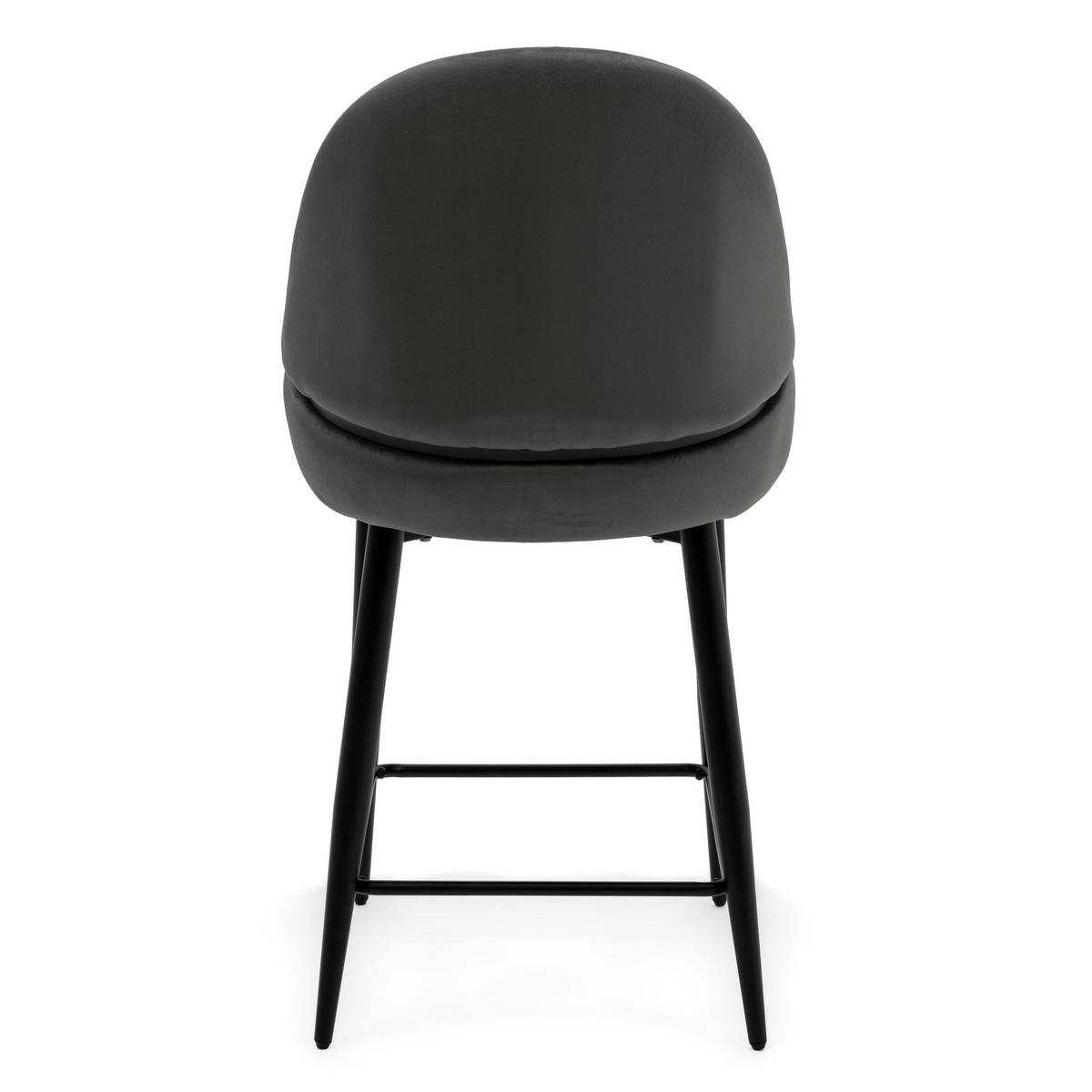 BARHOCKER BERGAMO gepolsterter mit Steppung - grau - Samt Velour - Schwarz/Grau, Textil/Metall (56/106/61cm) - NEW HOME