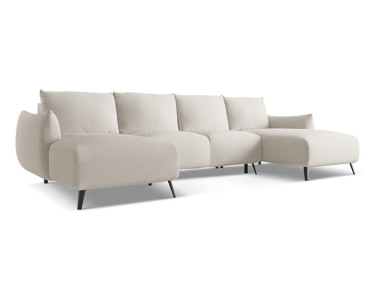 WOHNLANDSCHAFT Chenille Stoff Grau - Silberfarben/Schwarz, Textil/Metall (317/86/162cm) - Makamii