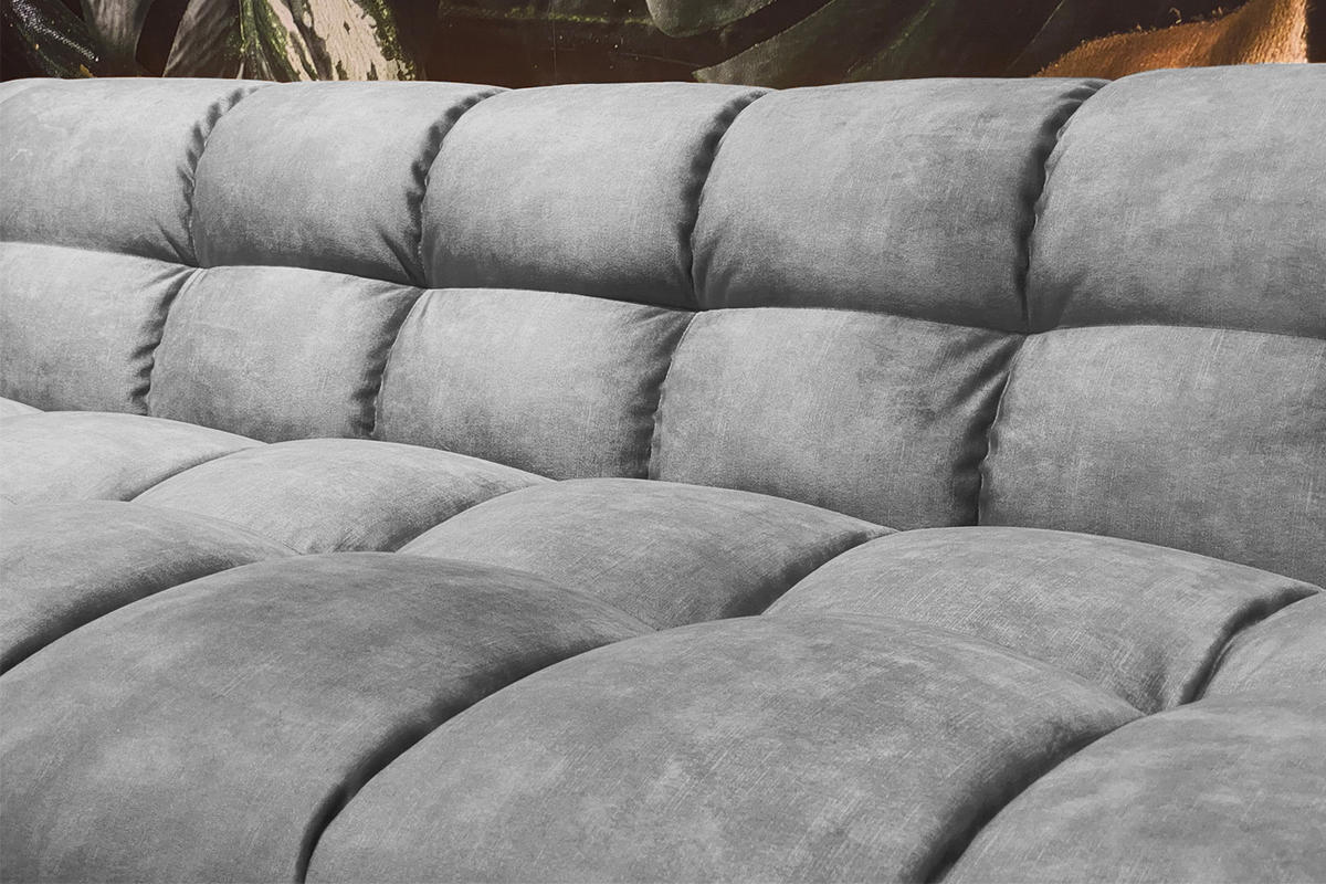SOFA RIO Hellgrau Velvet - Hellgrau/Schwarz, Textil (207/68/105cm) - KAWOLA