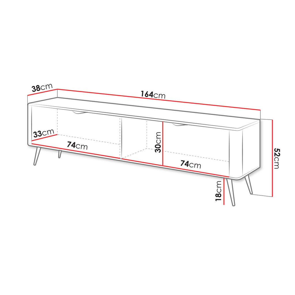 Thumbnail - Mirjan24 Tv-Element, Beige, Metall, 164x52x38 cm, Wohnzimmer, Wohnwände, Lowboards, Lowboards stehend