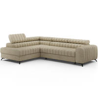 KANEDO Ecksofa mit Schlaffunktion und Bettkasten – Modernes Designsofa, verstellbare Kopfstützen, Metallfüße - Beige, Kunststoff (269/86cm) - Wohnideebilder