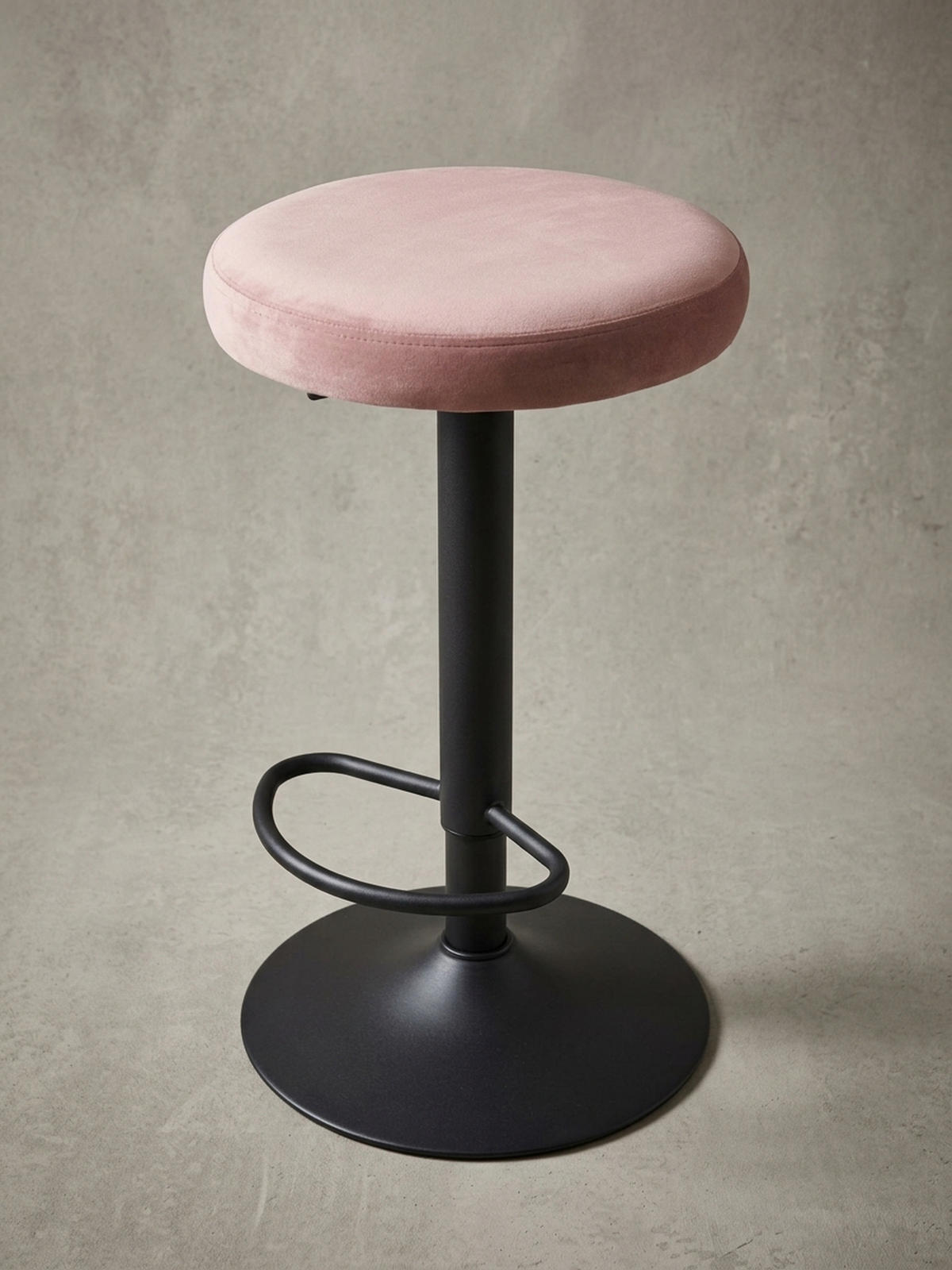 BARHOCKER Höhenverstellbar Eisen Samt Drehbar CAMPANIA, Rosa 40x40x79 cm - Pink/Schwarz, Textil/Metall (40/79/40cm) - KADIMA DESIGN