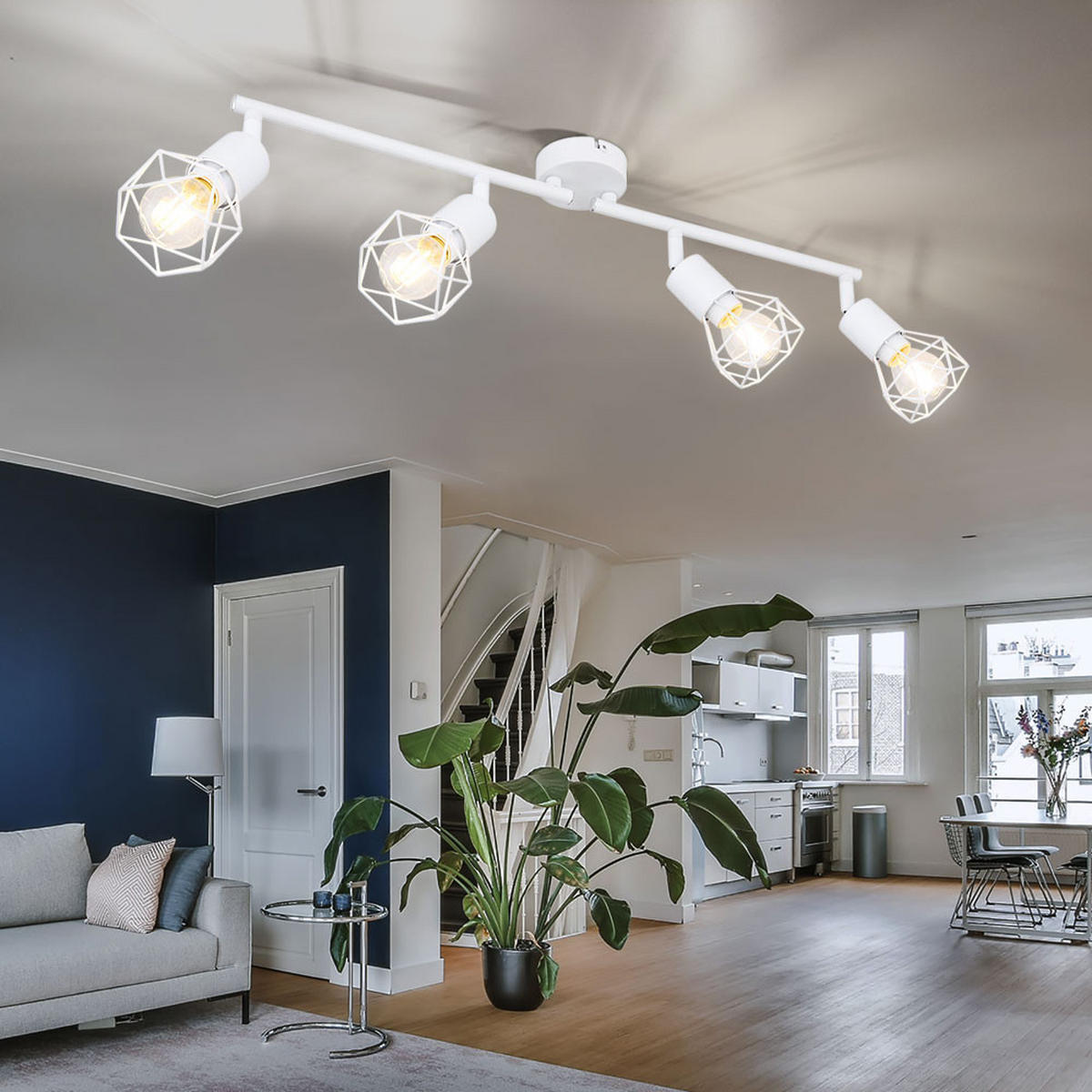 LED DECKENLEUCHTE Metall Weiß verstellbare Strahler - Weiß, Metall (60/8/19.5cm)