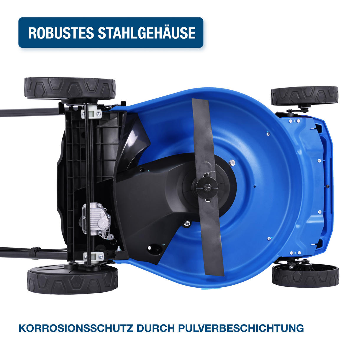 BENZIN-RASENMÄHER LM4623G ES (Mäher/Mulcher mit Radantrieb & E-Start, 3.9 PS Hyundai Motor) - Blau, Metall (52.8/105/138.3cm) - HYUNDAI