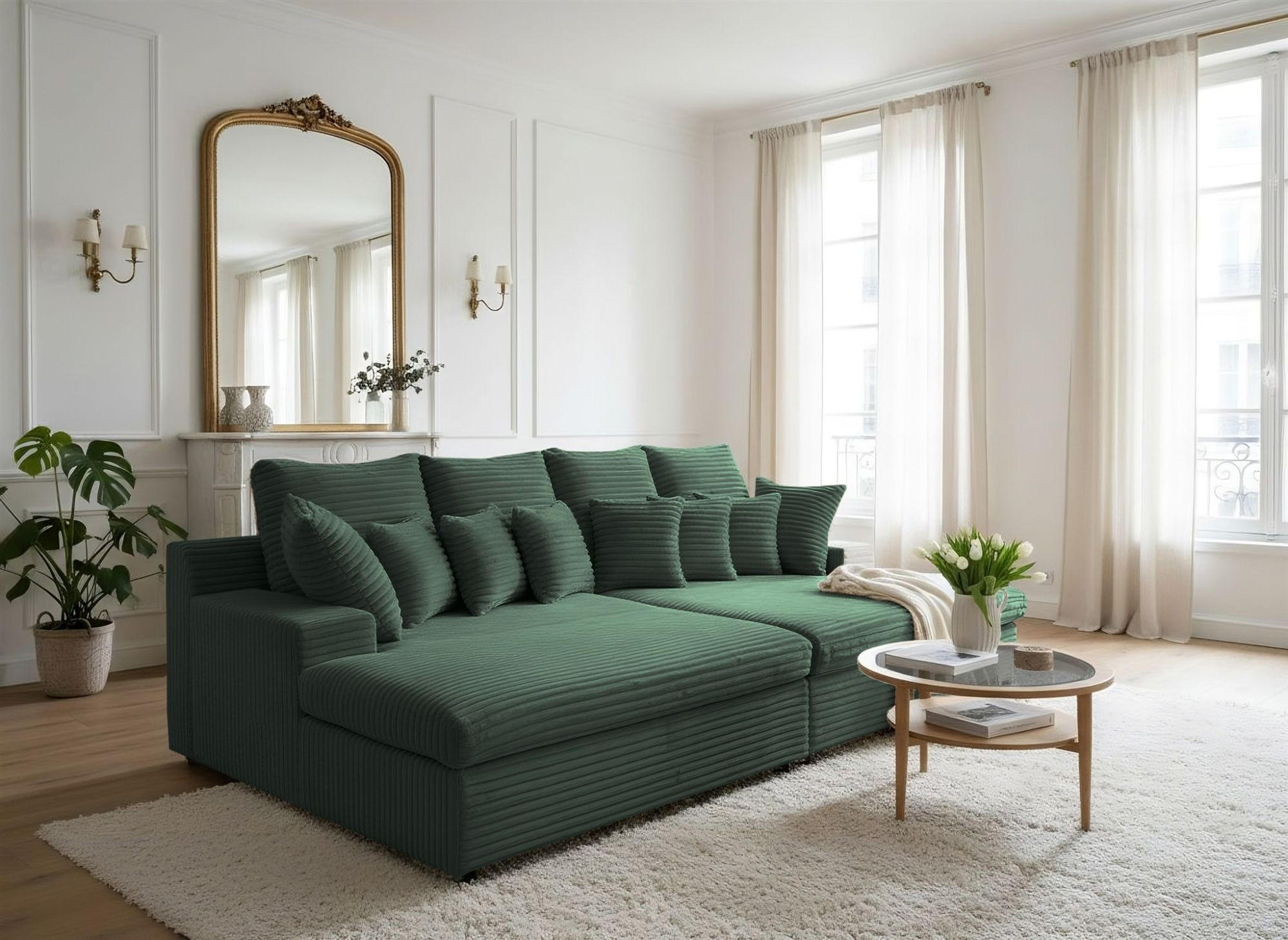 SOFA Arosa - Dunkelgrün, Holzwerkstoff/Textil (286/103/170cm) - Fun Möbel