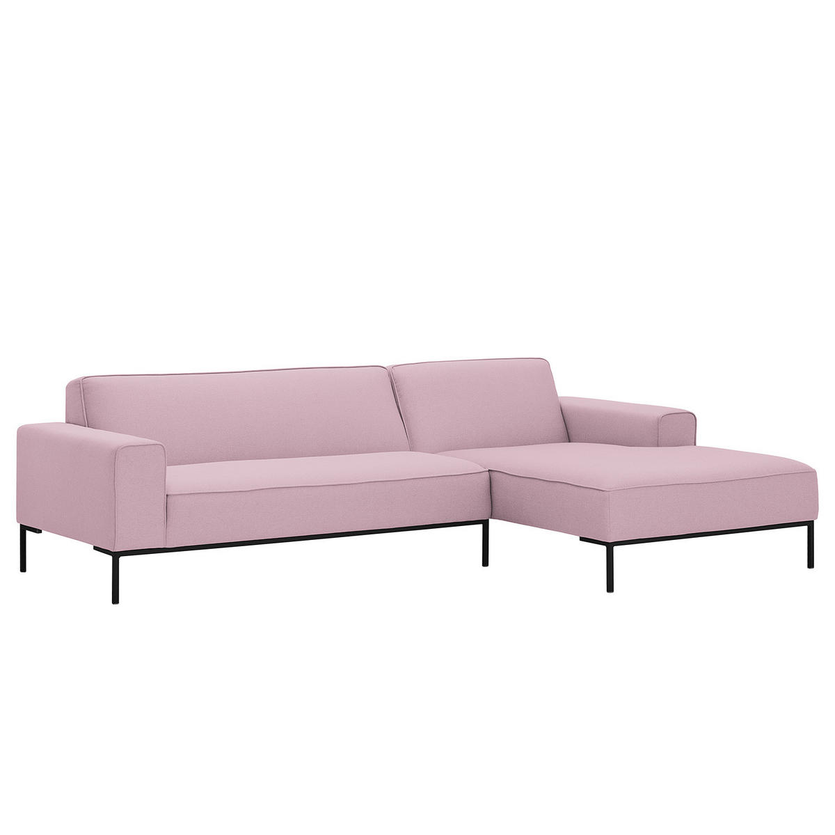 ECKSOFA mit Longchair - Webstoff - Schwarz/Rosa, Textil (264/168cm) - home24