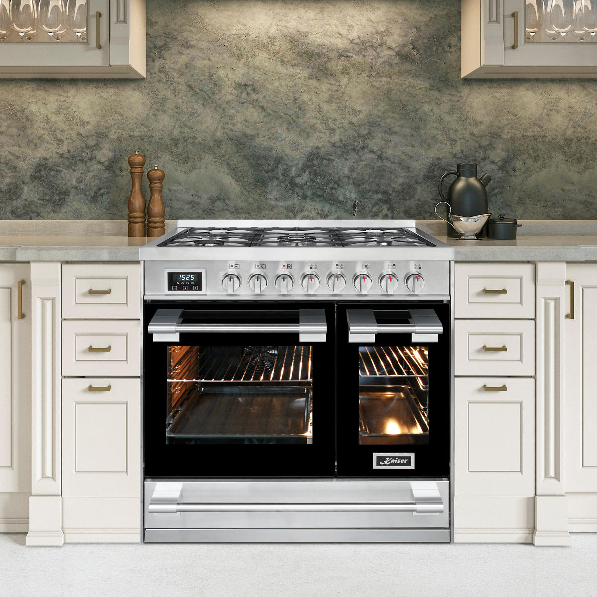 GAS-ELEKTRO-STANDHERD HGE 93201 R Edelstahl - Edelstahlfarben, Metall (90/90/60cm) - Kaiser Küchengeräte