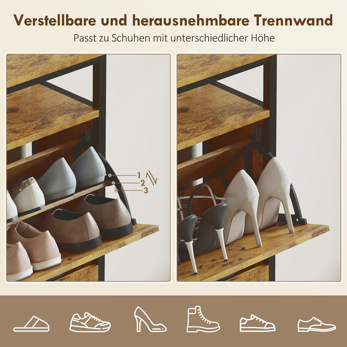 SCHUHSCHRANK Rostfarben 24.0/98.0/95.0 cm - Rostfarben, Holzwerkstoff (98/95/24cm)