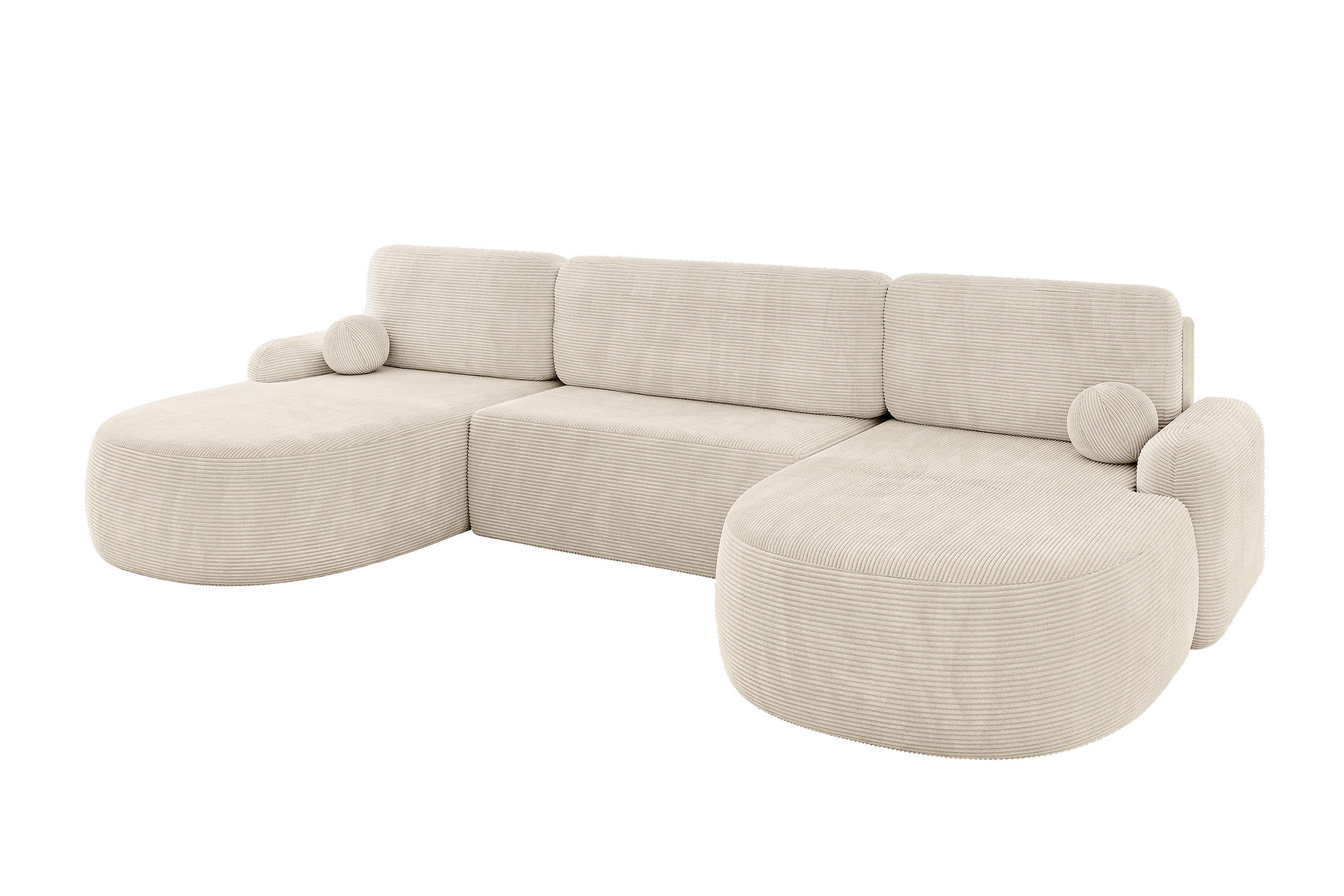 WOHNLANDSCHAFT mit Schlaffunktion und Bettkasten LIRA-U - 335x172x89 Beige - Sahara, Holzwerkstoff/Textil (335/89/172cm) - ALTDECOR