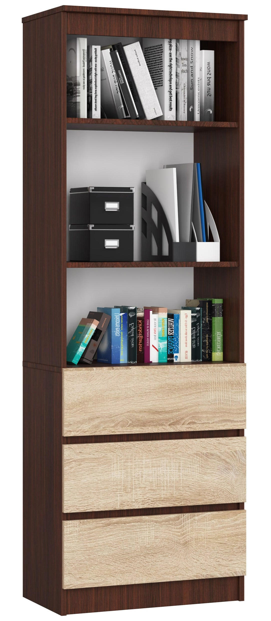 RAUMHIRSCH FURNITURE STOJANOVÁ POLIČKA Tmavě hnědá, dub Sonoma 180/60/35