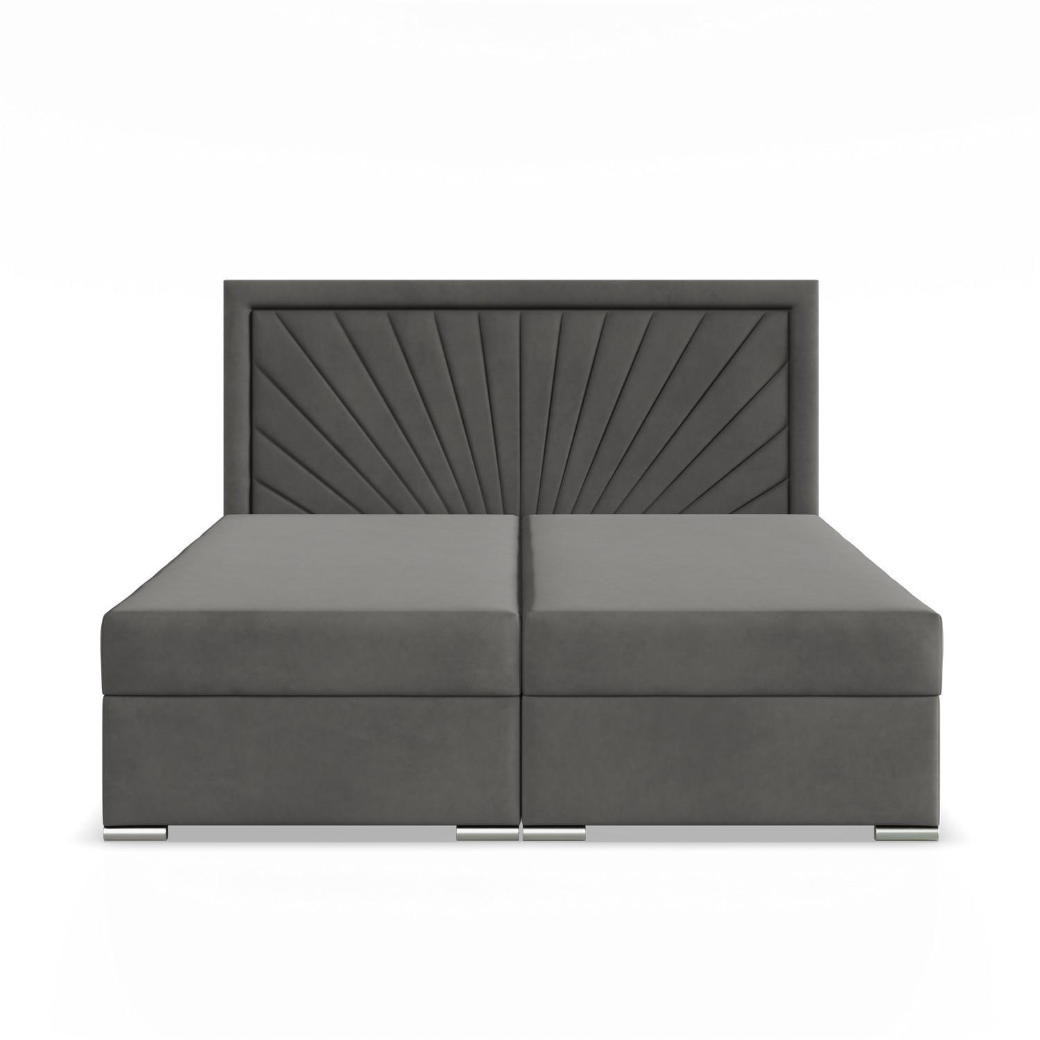 BOXBETT MIT KOPFTEIL 140x200 VICENZA, Grau - Graphitfarben, Textil (140/200cm) - Mebligo