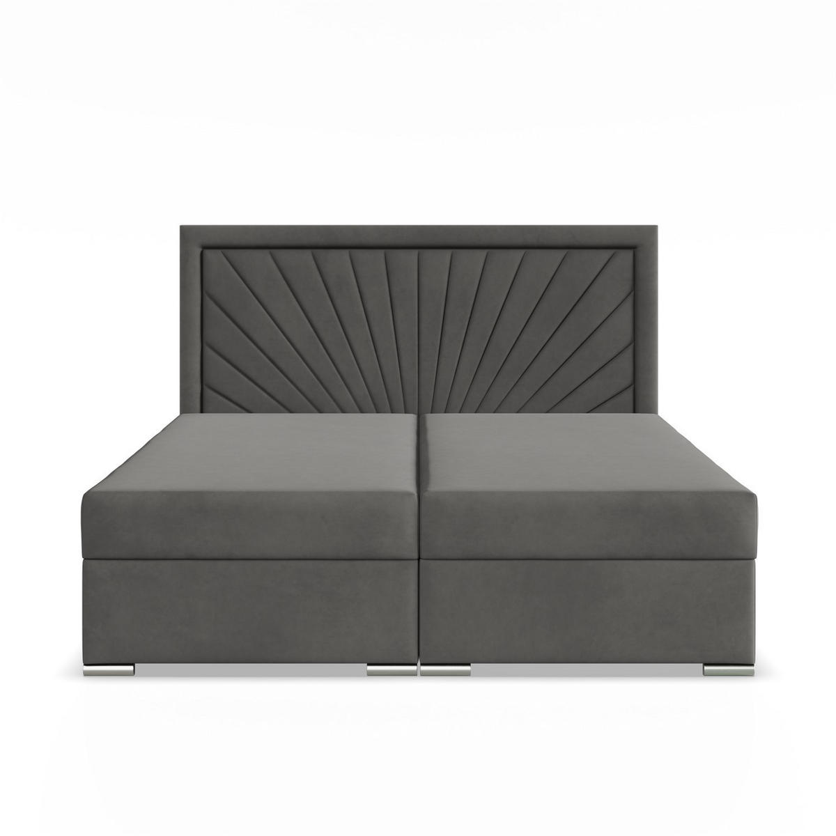 BOXBETT MIT KOPFTEIL 180x200 VICENZA, Grau - Graphitfarben, Textil (180/200cm) - Mebligo
